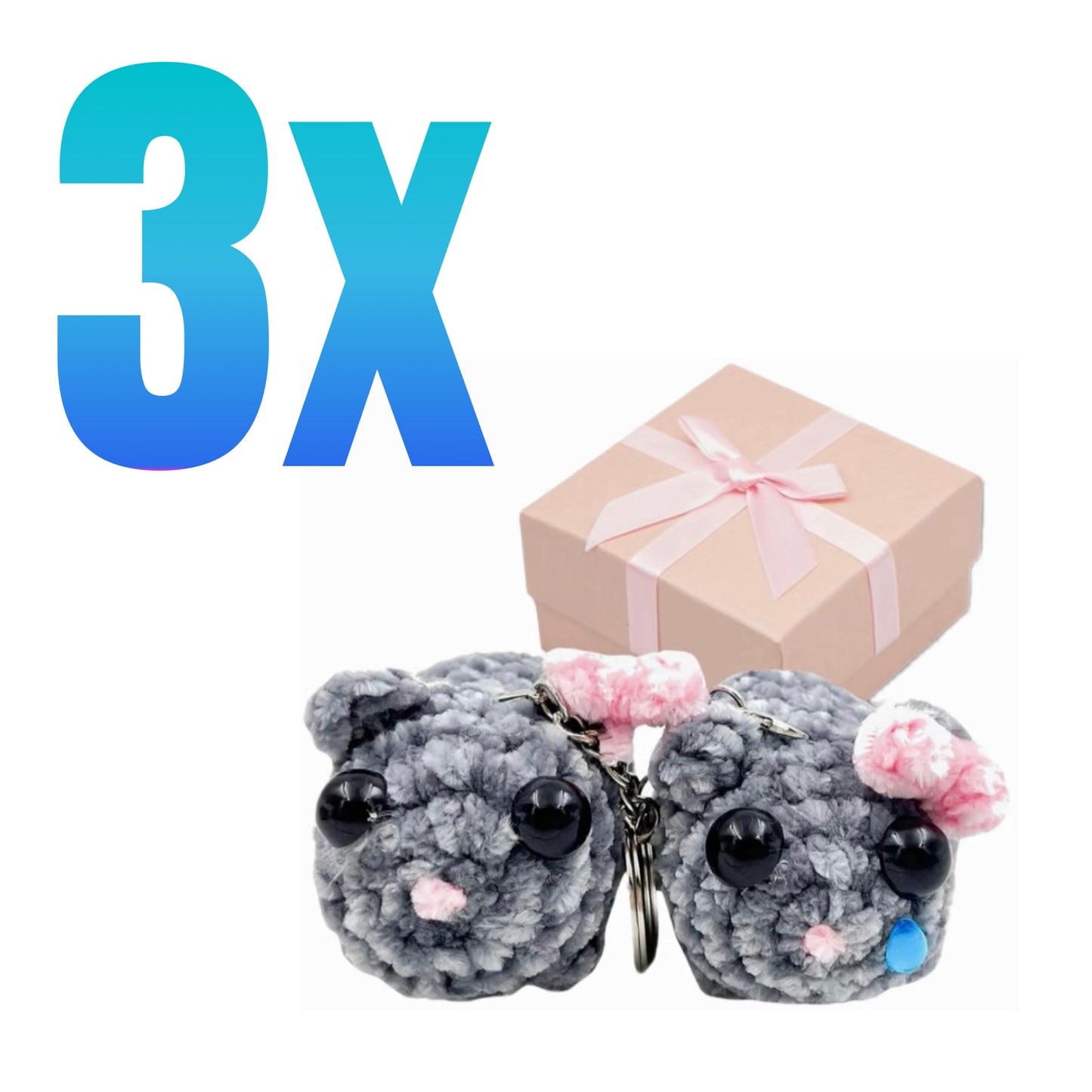 Sad Hamster Schlüsselanhänger-Set (2 Anhänger) + Geschenkbox & Karte zum Selbstbeschriften