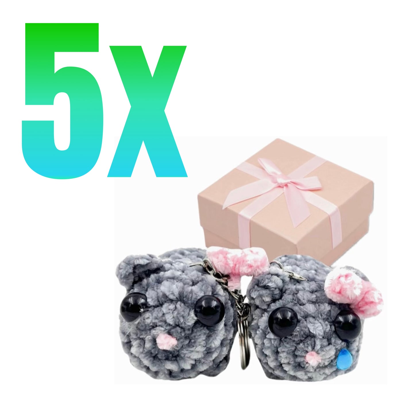 Sad Hamster Schlüsselanhänger-Set (2 Anhänger) + Geschenkbox & Karte zum Selbstbeschriften