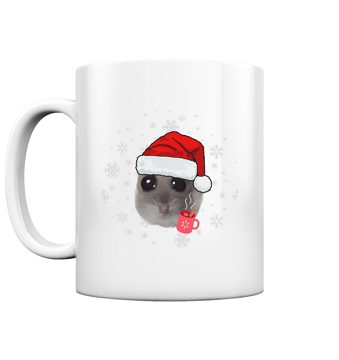Weihnachts-Hamsti mit Schneeflocken - Tasse glossy