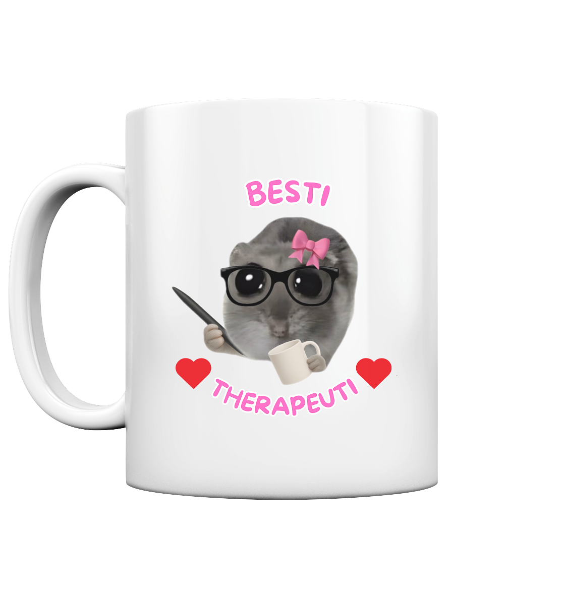 Besti Therapeuti mit Schleife und Tasse - Tasse glossy