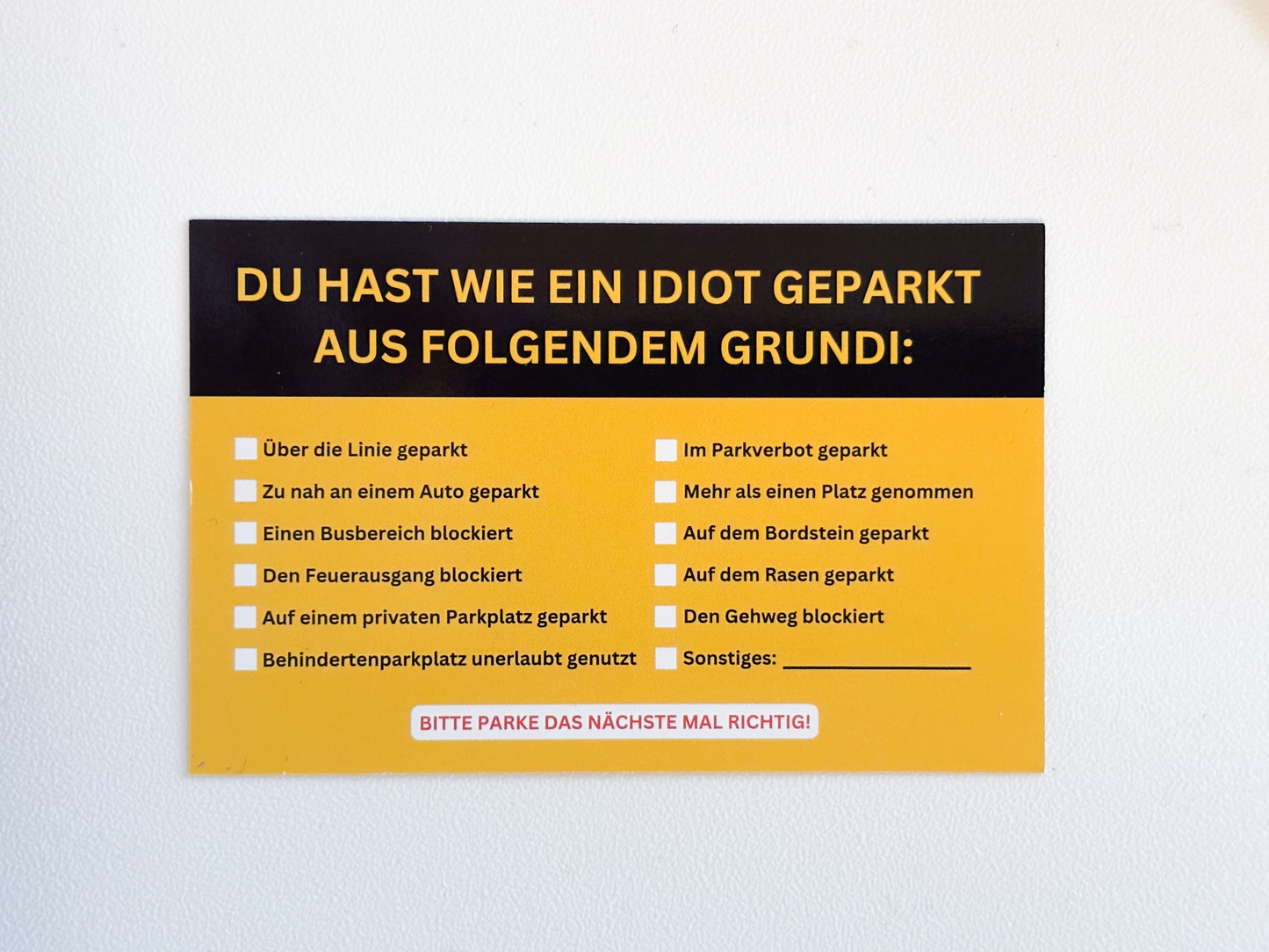 Falschparker Karte - Lustige Hamsti Version
