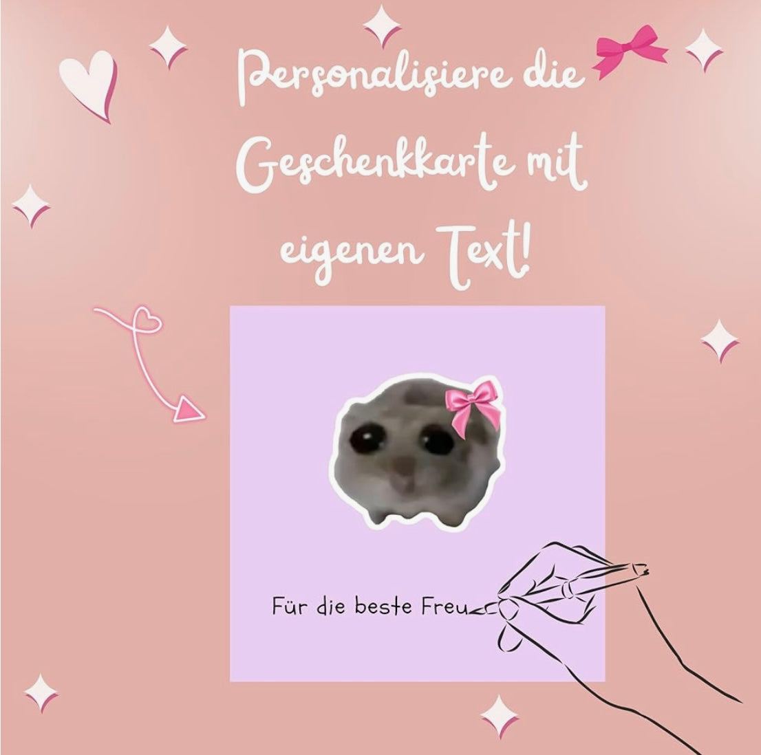 Sad Hamster Schlüsselanhänger-Set (2 Anhänger) + Geschenkbox & Karte zum Selbstbeschriften