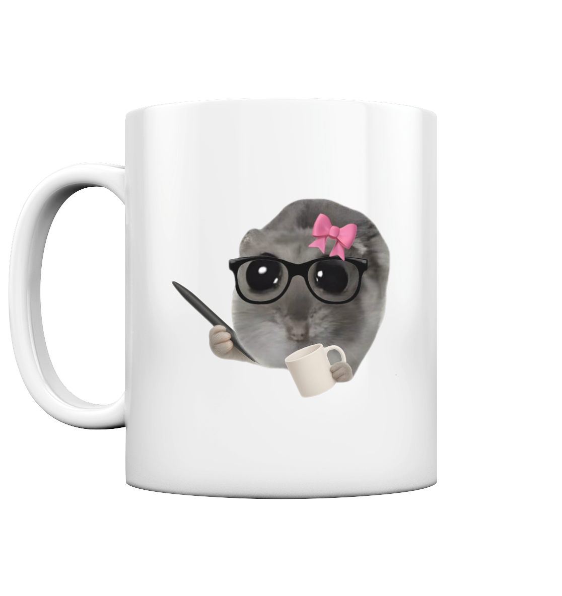 Therapeuti Hamsti mit Tasse und Schleife - Tasse glossy