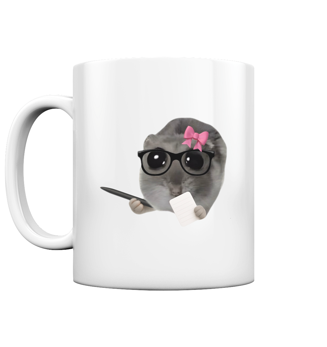 Therapeuti Hamsti mit Notizblock und Schleife - Tasse glossy