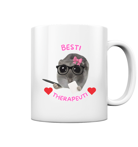 Besti Therapeuti mit Schleife und Notizblock - Tasse glossy