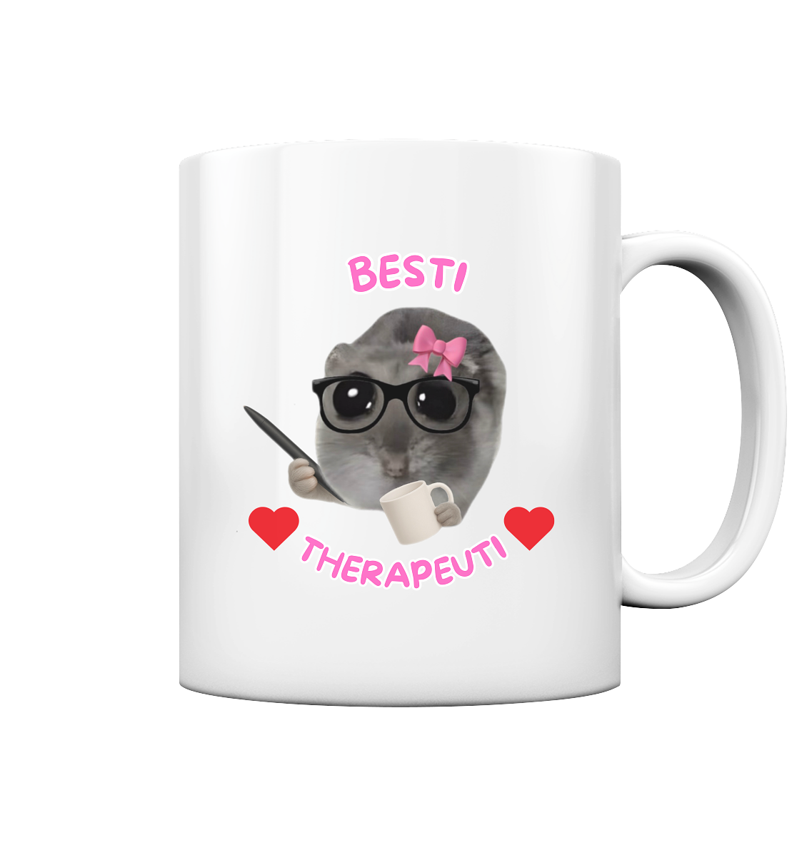 Besti Therapeuti mit Schleife und Tasse - Tasse glossy