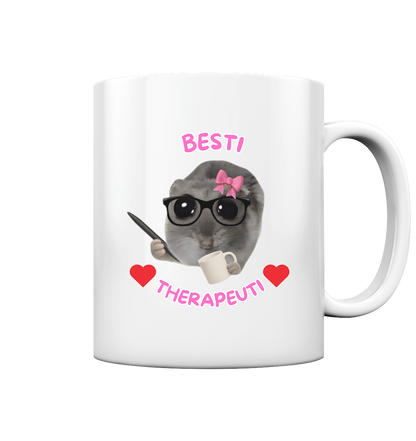 Besti Therapeuti mit Schleife und Tasse - Tasse glossy