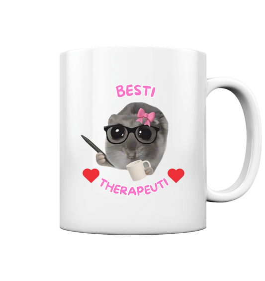 Besti Therapeuti mit Schleife und Tasse - Tasse glossy