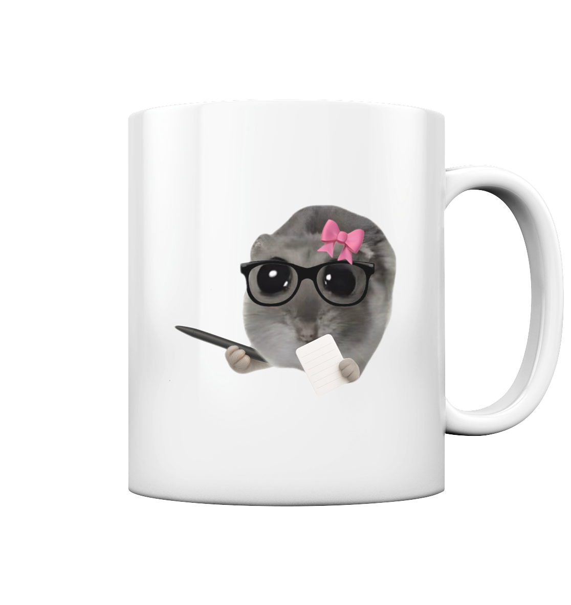Therapeuti Hamsti mit Notizblock und Schleife - Tasse glossy