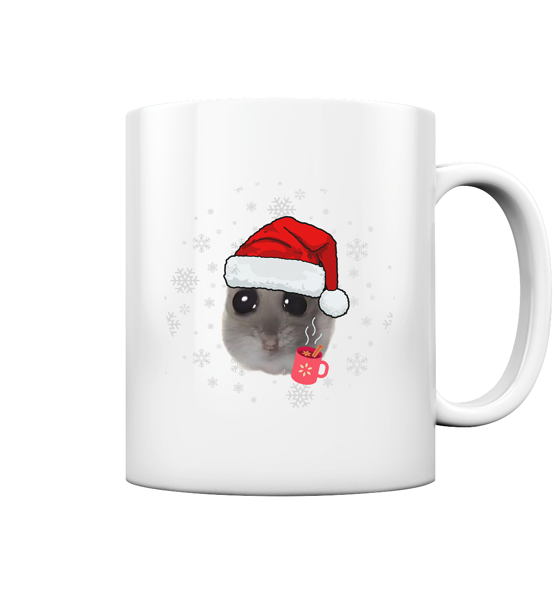 Weihnachts-Hamsti mit Schneeflocken - Tasse glossy
