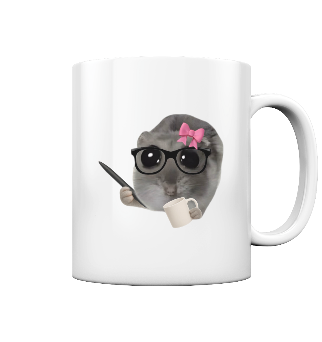 Therapeuti Hamsti mit Tasse und Schleife - Tasse glossy