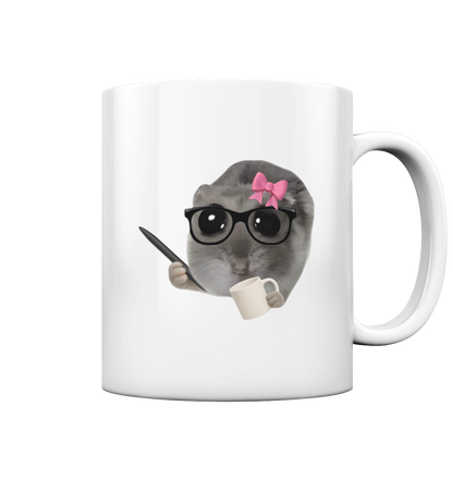 Therapeuti Hamsti mit Tasse und Schleife - Tasse glossy